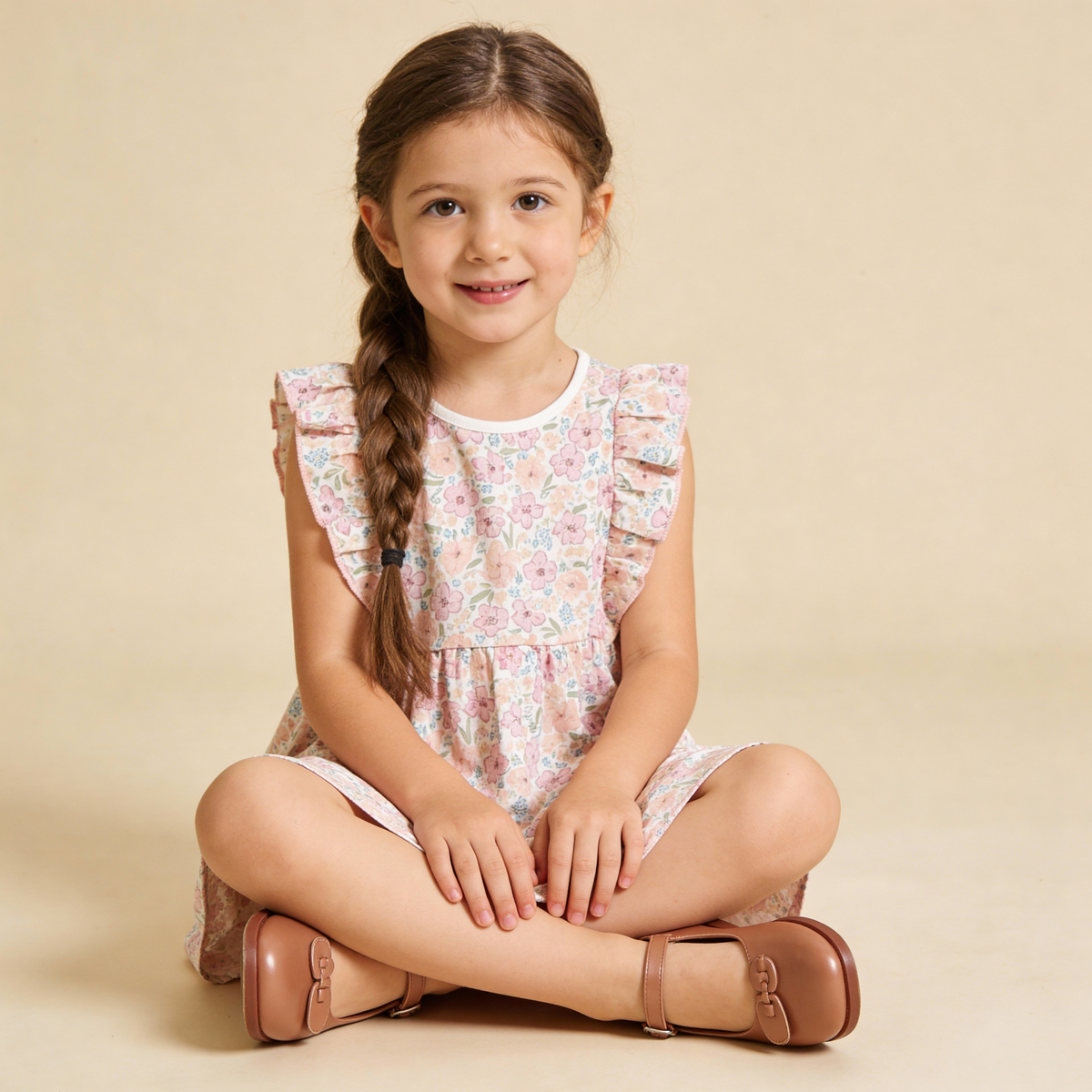 Organic Cotton Flutter Dress - Peony