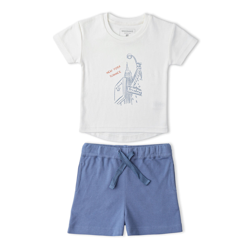 Organic Cotton Graphic Tee & Shorts Set - New York