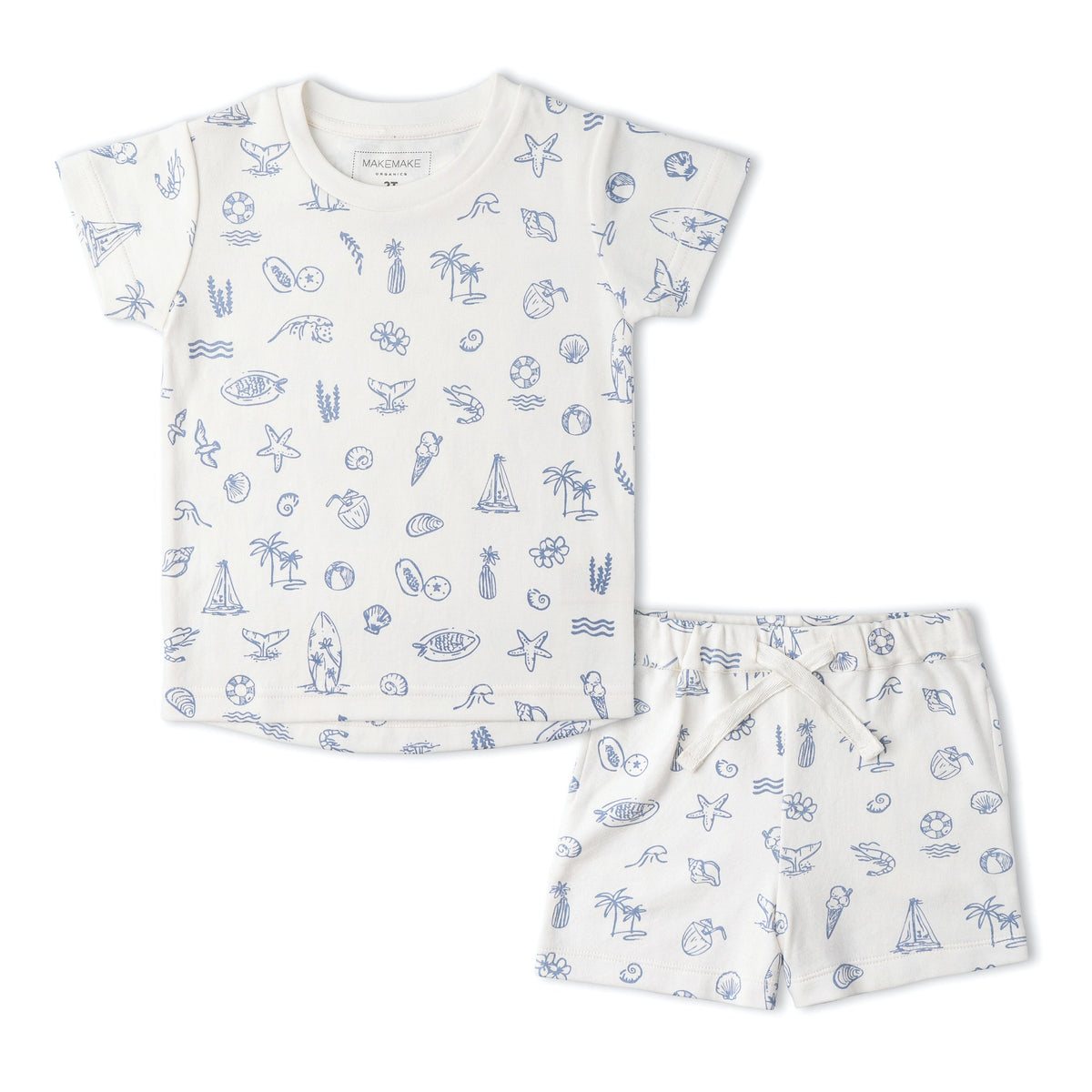 Organic Cotton Tee & Shorts Set - Coastal
