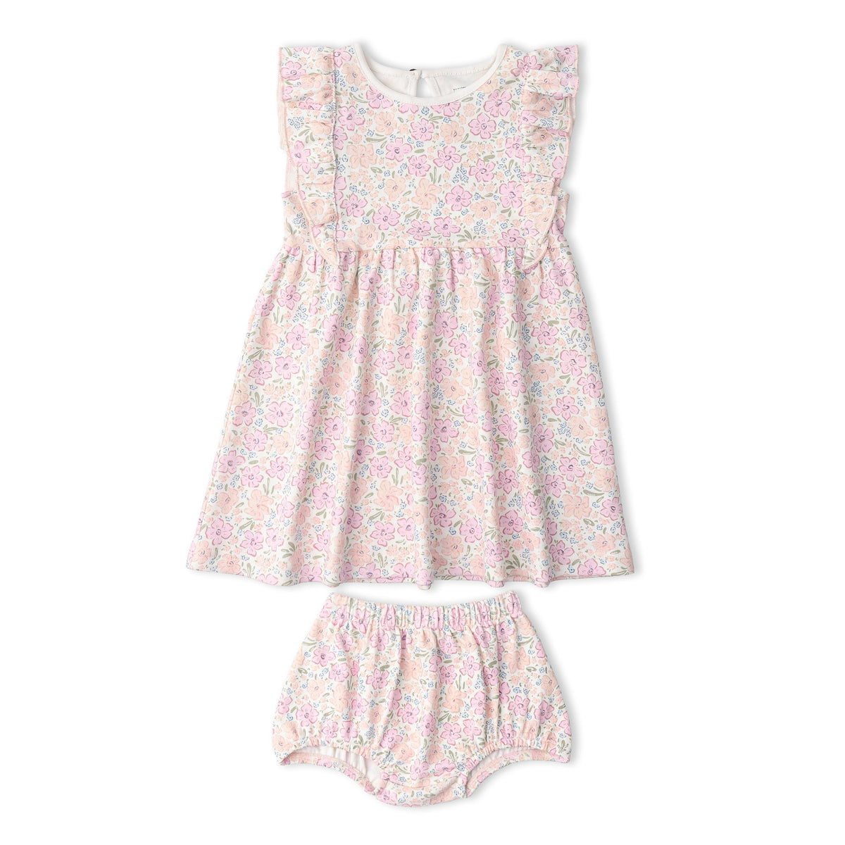 Organic Cotton Flutter Dress - Peony
