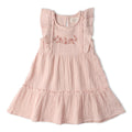 Organic Cotton Muslin Embroidered Tiered Dress - Blush
