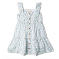 Organic Cotton Flutter Buttoned Tiered Dress - Ivy Floral