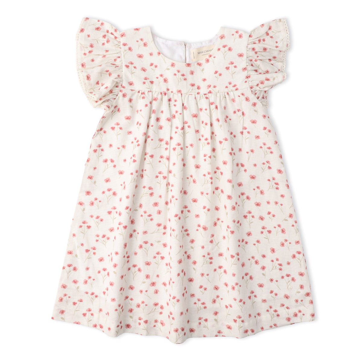 Organic Cotton Short Sleeve Flutter Dress - Pink  Bloom