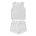 Organic Cotton Terry Sleeveless Tee & Shorts Set - Cabana Stripes