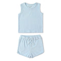 Organic Cotton Terry Sleeveless Tee & Shorts Set - Light Blue