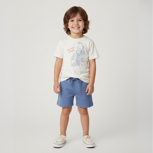 Organic Cotton Graphic Tee & Shorts Set - New York