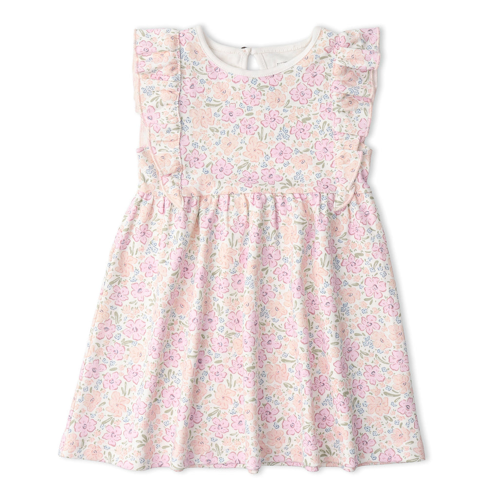 Organic Cotton Flutter Dress - Peony