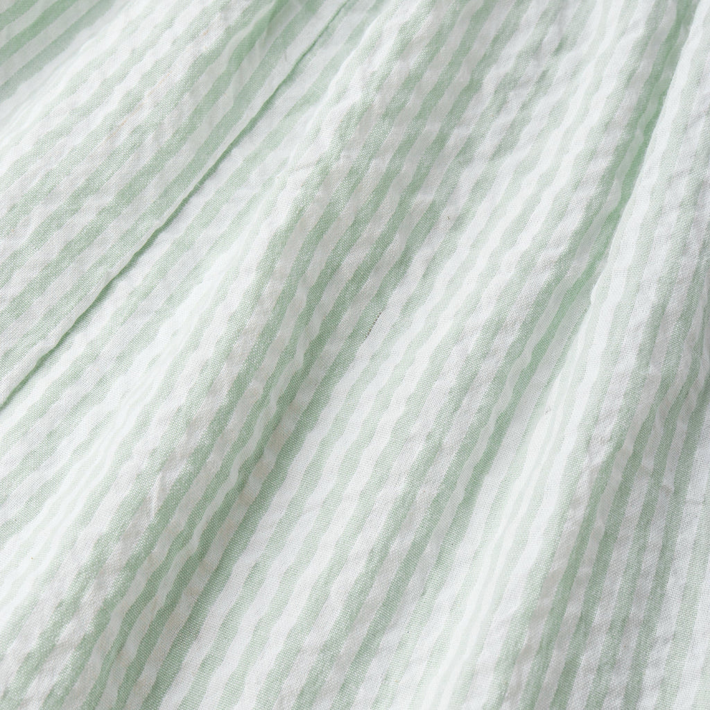 Organic Cotton Seersucker Cross Back Dress - Basil Stripes