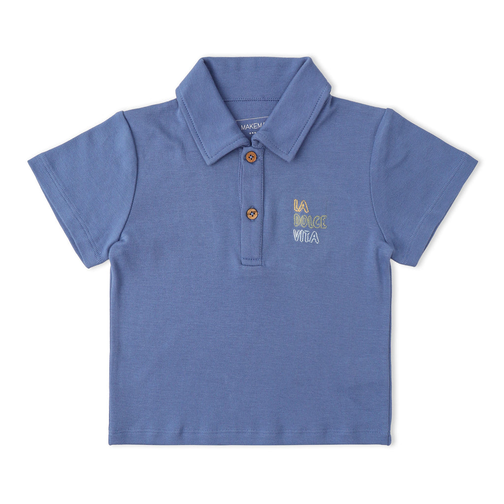 Organic Cotton Polo Shirt & Shorts Set - Slate