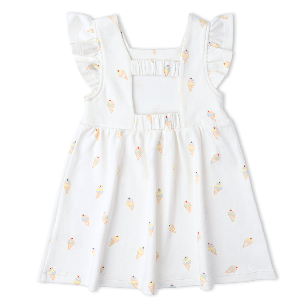 Organic Cotton Cutout Back Dress - Ice Cream