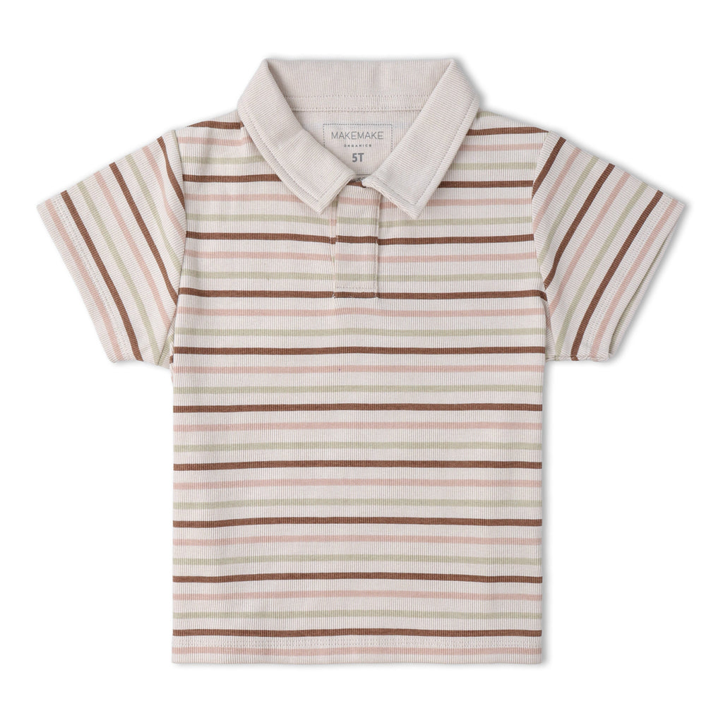 Organic Cotton Collar Tee & Shorts Set - Terra Stripes