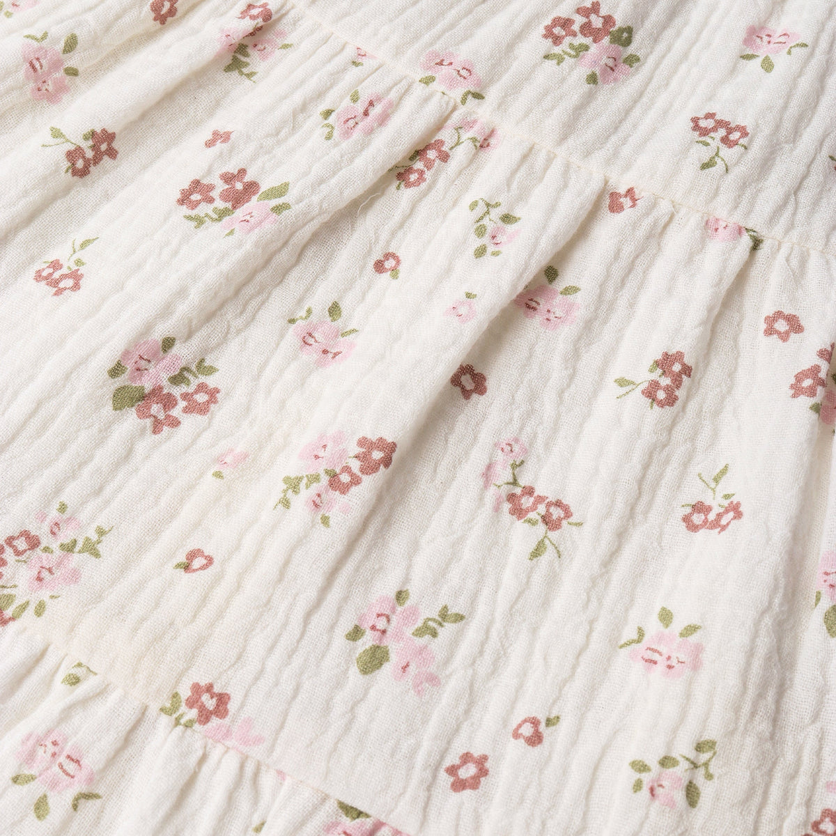 Organic Cotton Ruffle Tiered Dress - Blush Floral