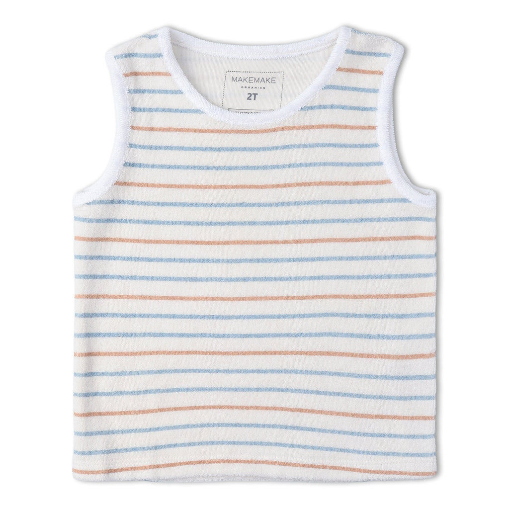 Organic Cotton Terry Sleeveless Tee & Shorts Set - Cabana Stripes