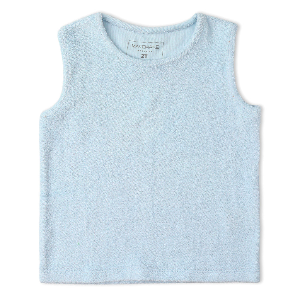 Organic Cotton Terry Sleeveless Tee & Shorts Set - Light Blue