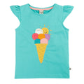 Organic Cotton Flutter Sleeve Top - Ice Cream Appliqué