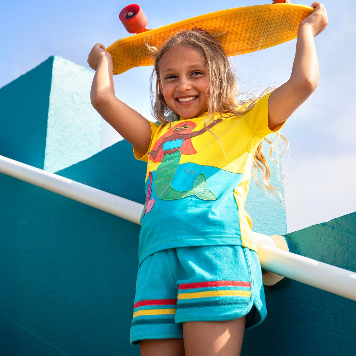 Organic Cotton Terry Shorts - Sea Blue