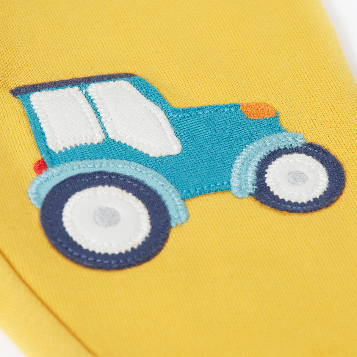 Organic Cotton Joggers - Tractor/Rainbow Knee Patch Yellow