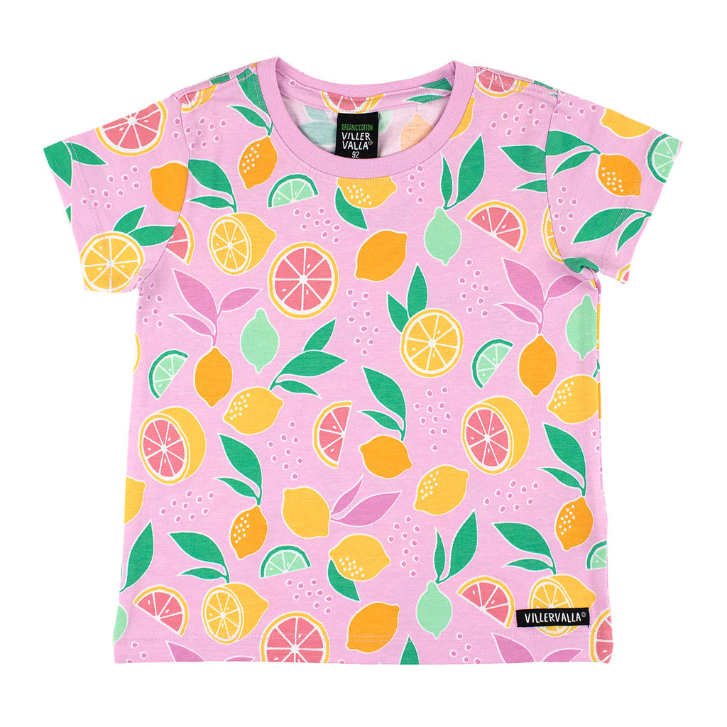 Organic Cotton Short Sleeve Tee - Lemon Bliss Lily Pink