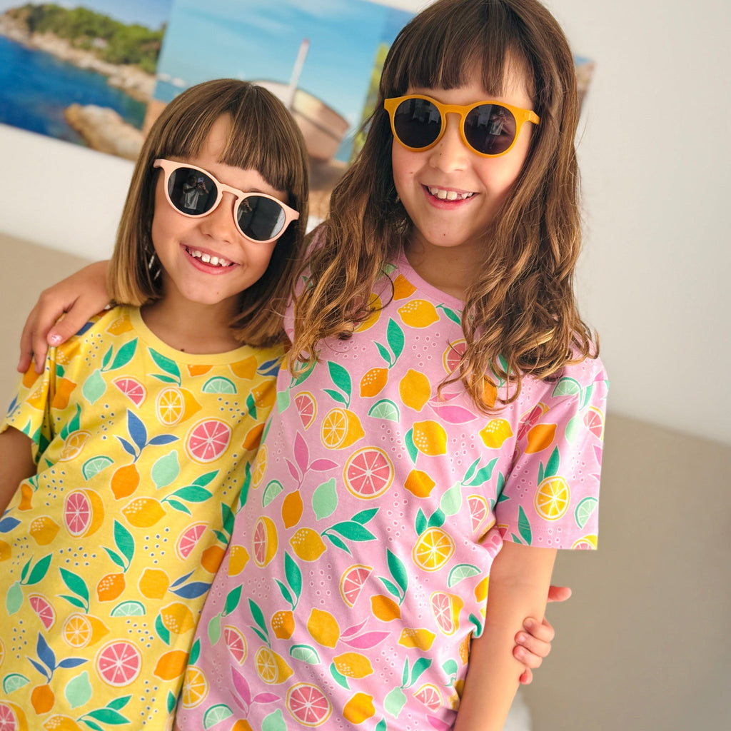 Organic Cotton Short Sleeve Tee - Lemon Bliss Lily Pink