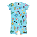 Organic Cotton Short Romper - Summer Day Breeze Blue