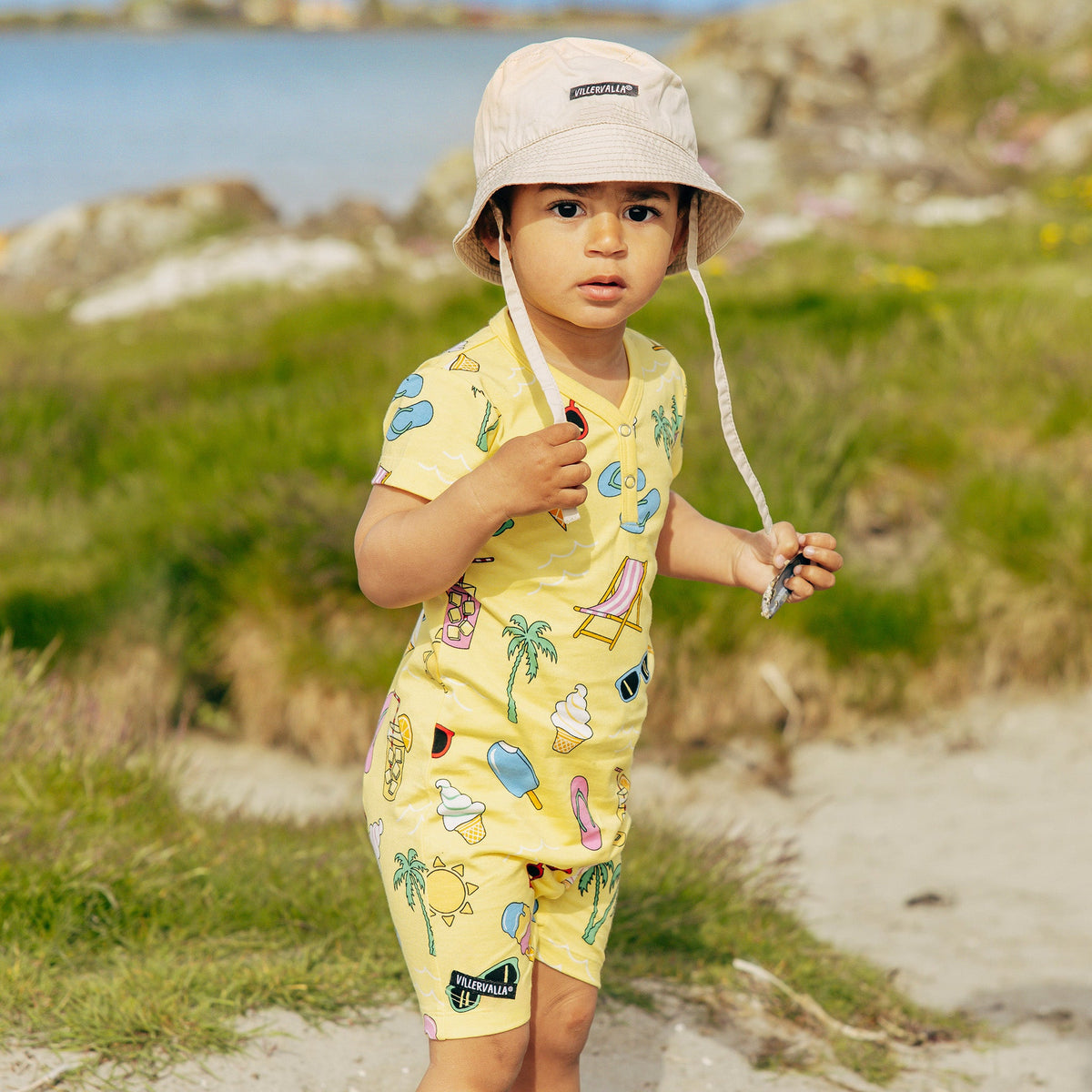 Organic Cotton Short Romper - Summer Day Breeze Blue