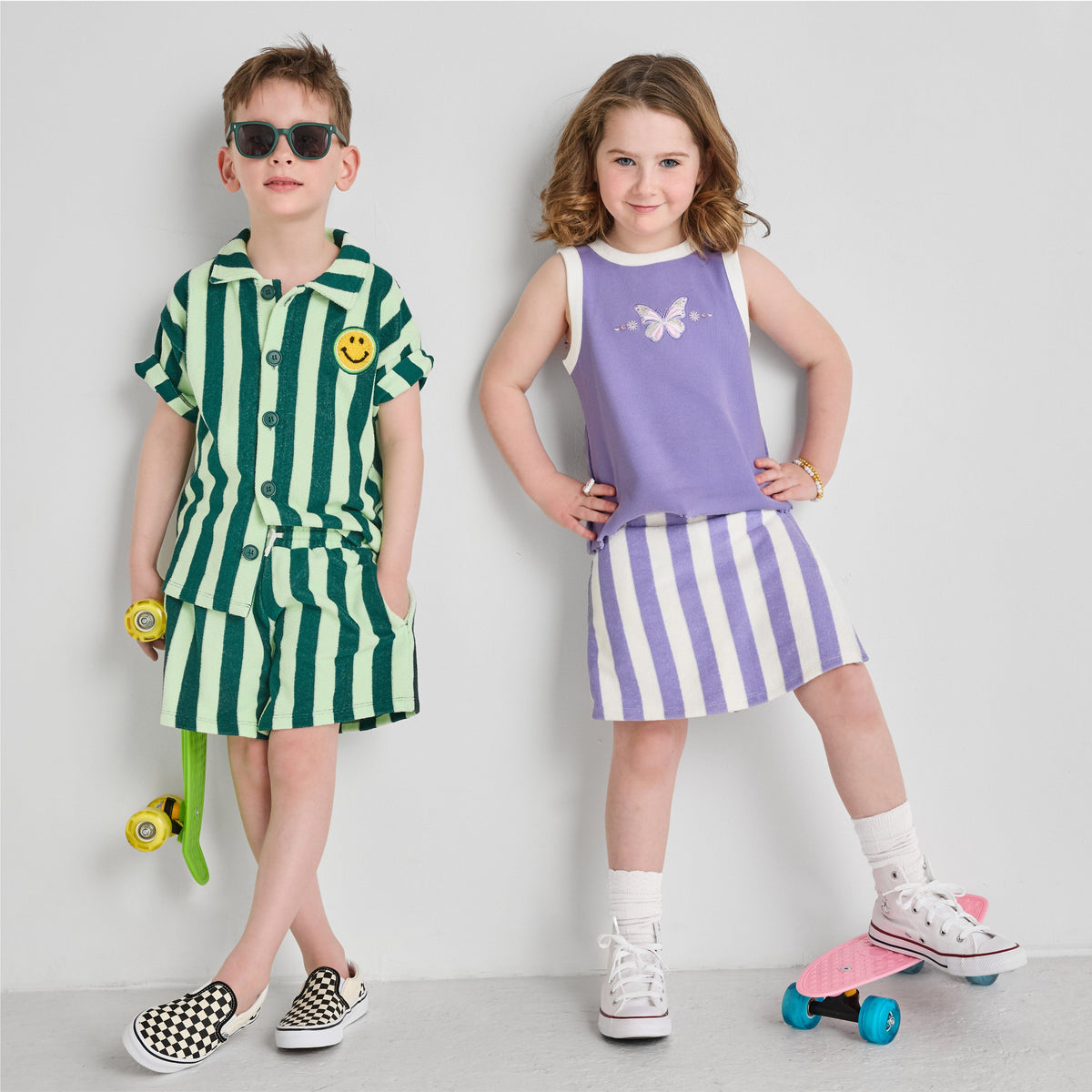 Organic Cotton Terry Skort - Purple Striped