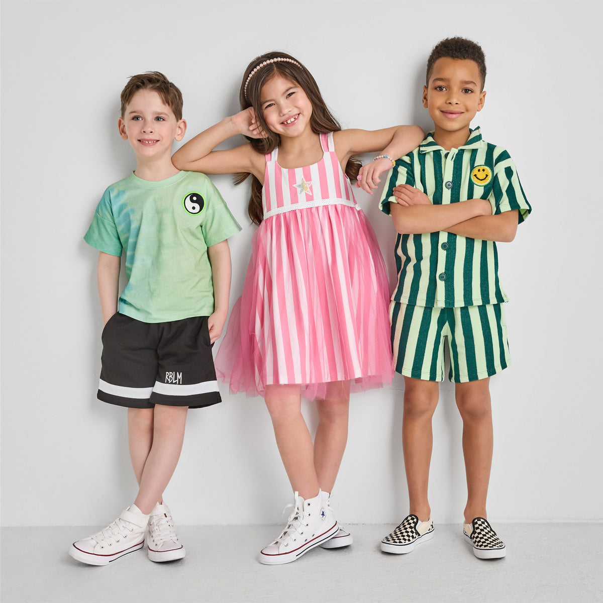 Organic Cotton Terry Shorts - Green Stripe