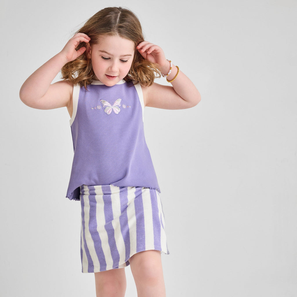 Organic Cotton Terry Skort - Purple Striped
